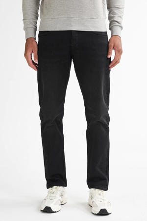 regular tapered fit jeans RUSSEL met riem black stone