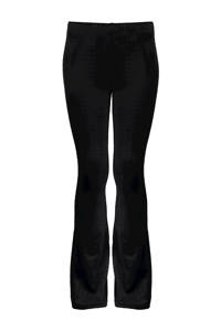 Zwarte meisjes Geisha fluwelen flared broek met regular waist, elastische tailleband en pied de poule dessin