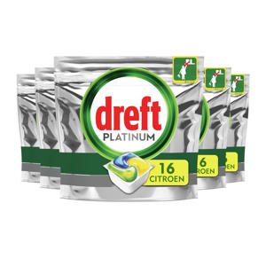 Wehkamp Dreft Platinum All In One Vaatwascapsules Lemon - 5 x 16 capsules aanbieding
