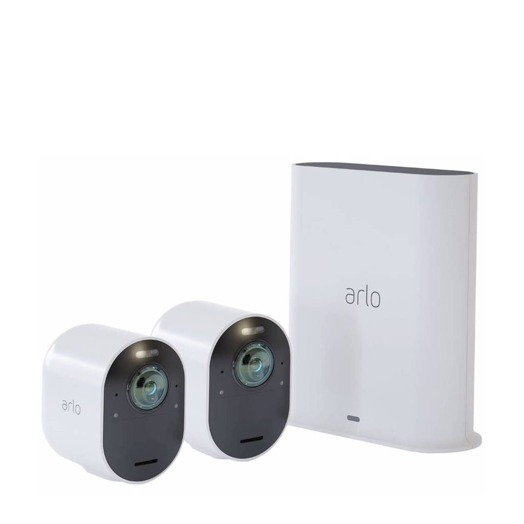Arlo Ultra 2 (2-pack) draadloze beveiligingscamera, Wit, zwart