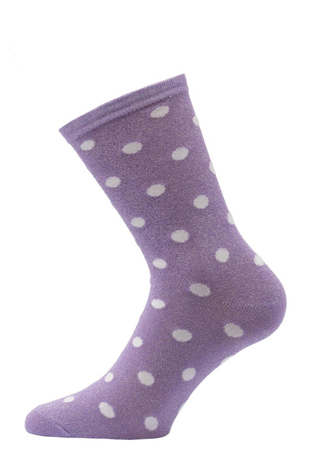 Pinned by K lurex sokken met stippen paars, Paars