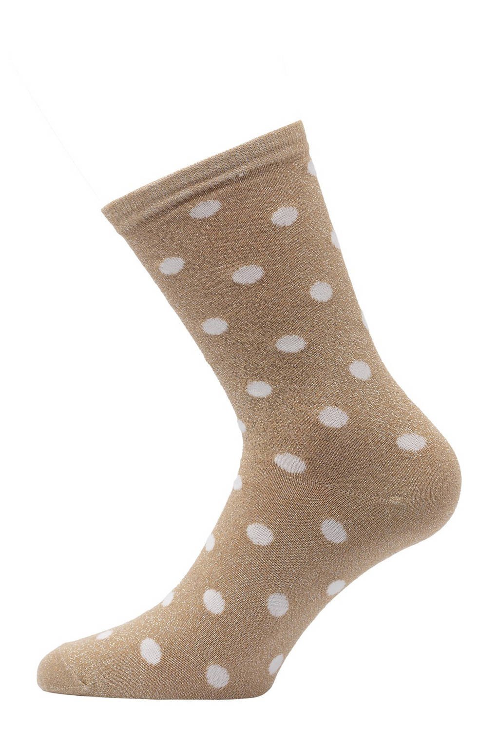 Pinned by K lurex sokken met stippen lichtbruin, Lichtbruin