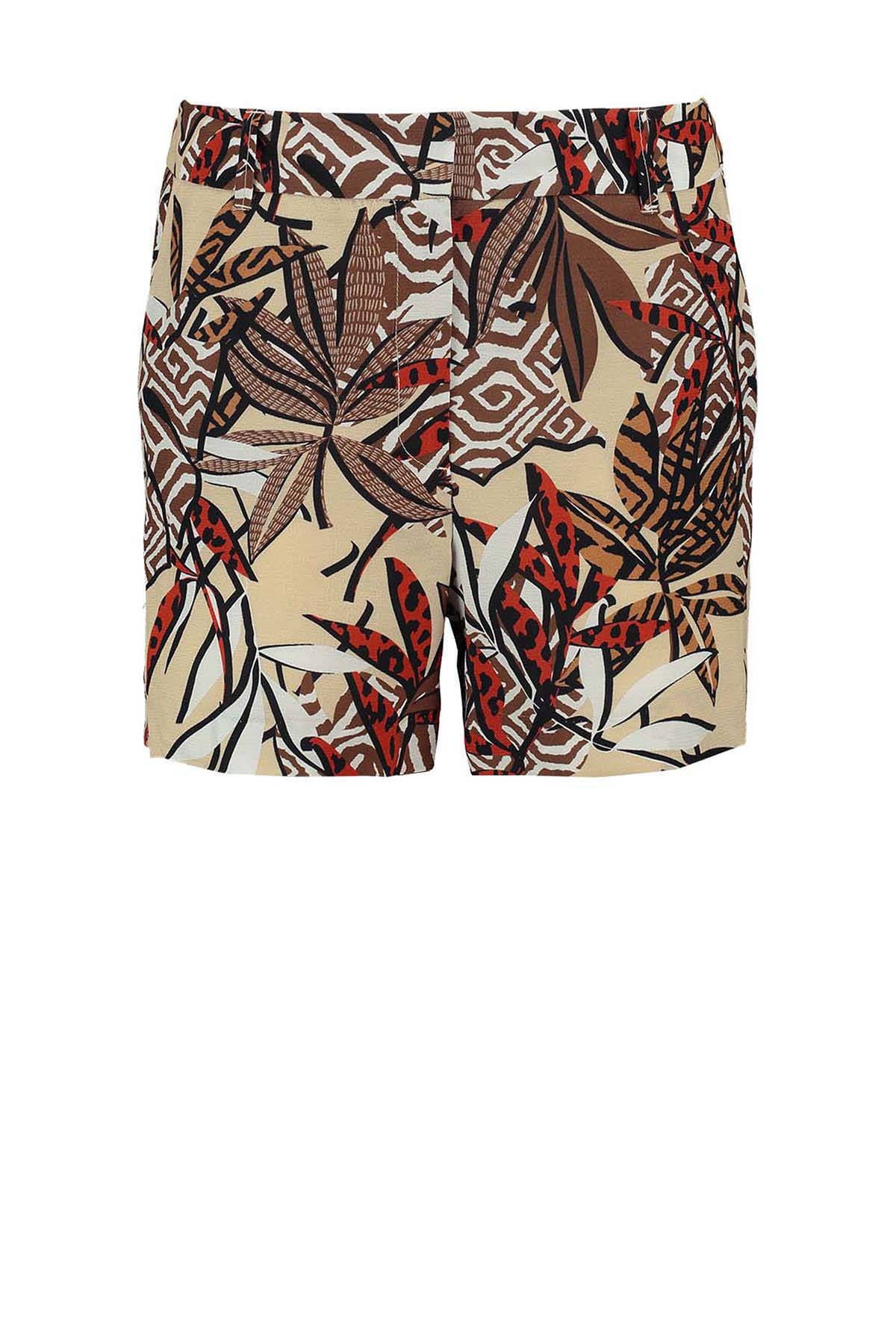 Expresso Short GEDINA met bladprint lichtgeel/bruin/rood - Vergelijk prijzen