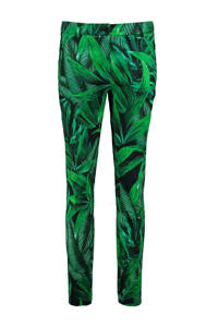 Expresso slim fit pantalon 212EBKE met bladprint groen, Groen
