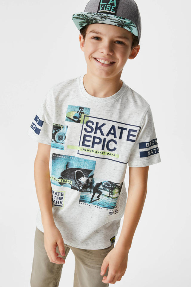 kalf welvaart Kust C&A Skate Nation T-shirt met printopdruk ecru | wehkamp