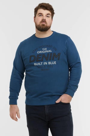 sweater Plus Size met printopdruk 194026 ensign blue