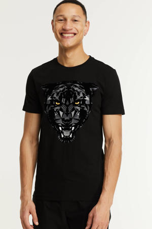 slim fit T-shirt met printopdruk black