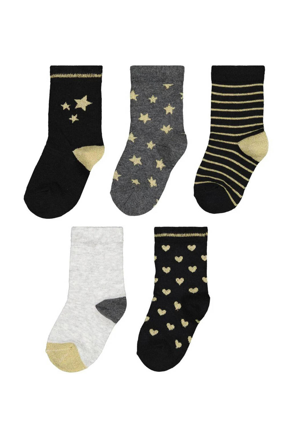 HEMA sokken - set van 5 zwart/goudkleurig