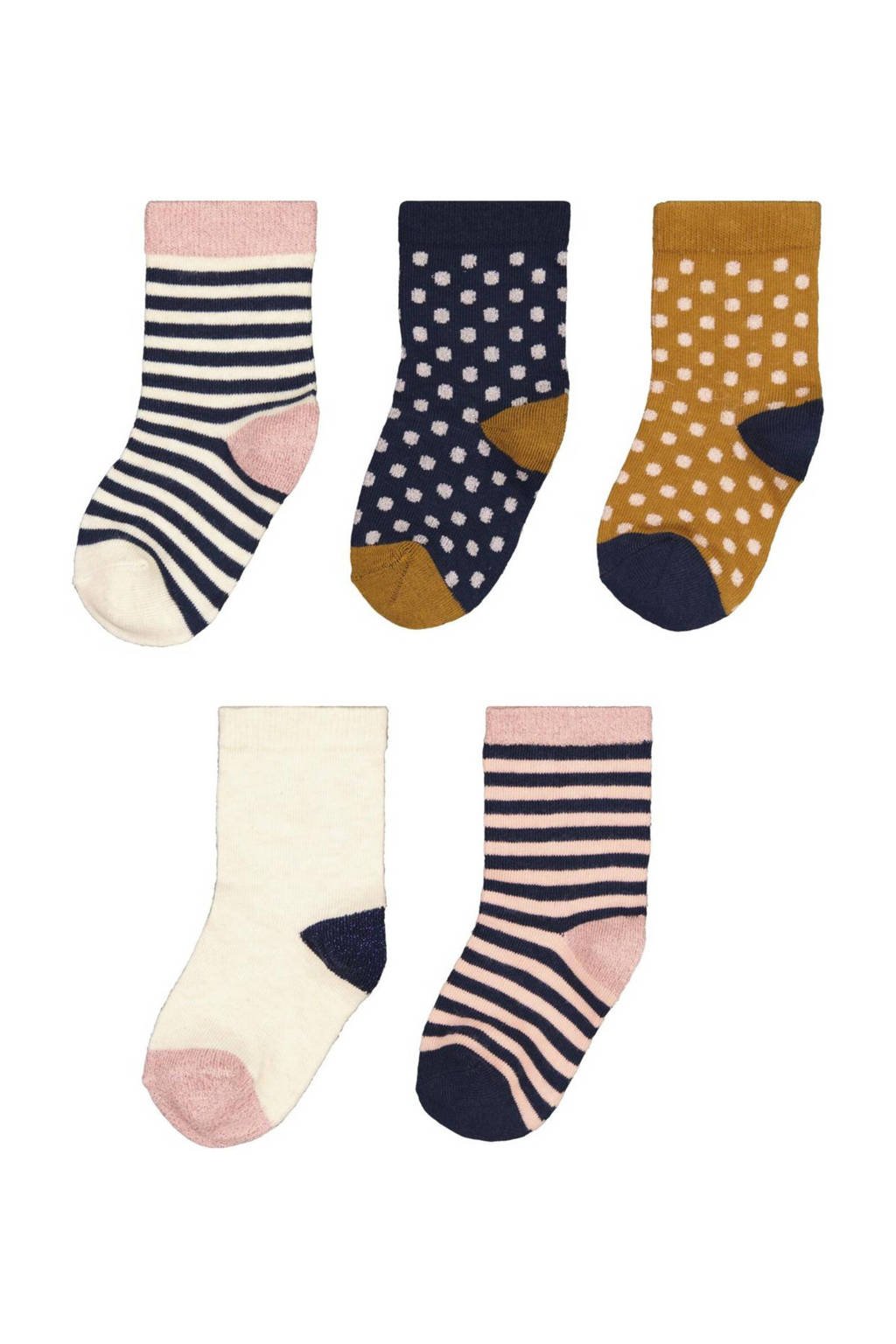 HEMA sokken - set van 5 zwart/lichtroze