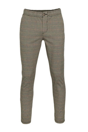 geruite regular fit broek RRKing Pants grey red check 622