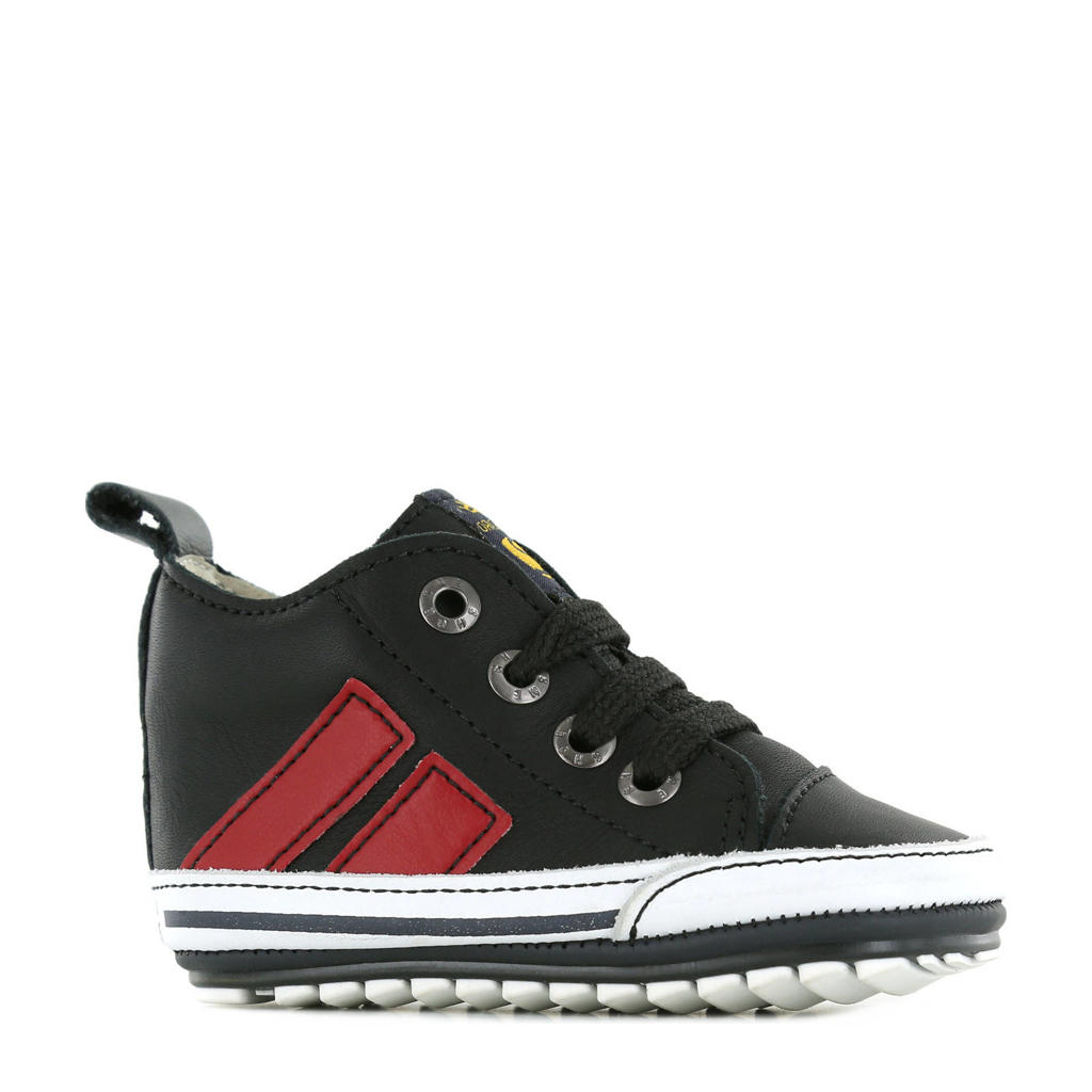 Zwart en rode meisjes Shoesme BP21W028-D leren babyschoenen met veters