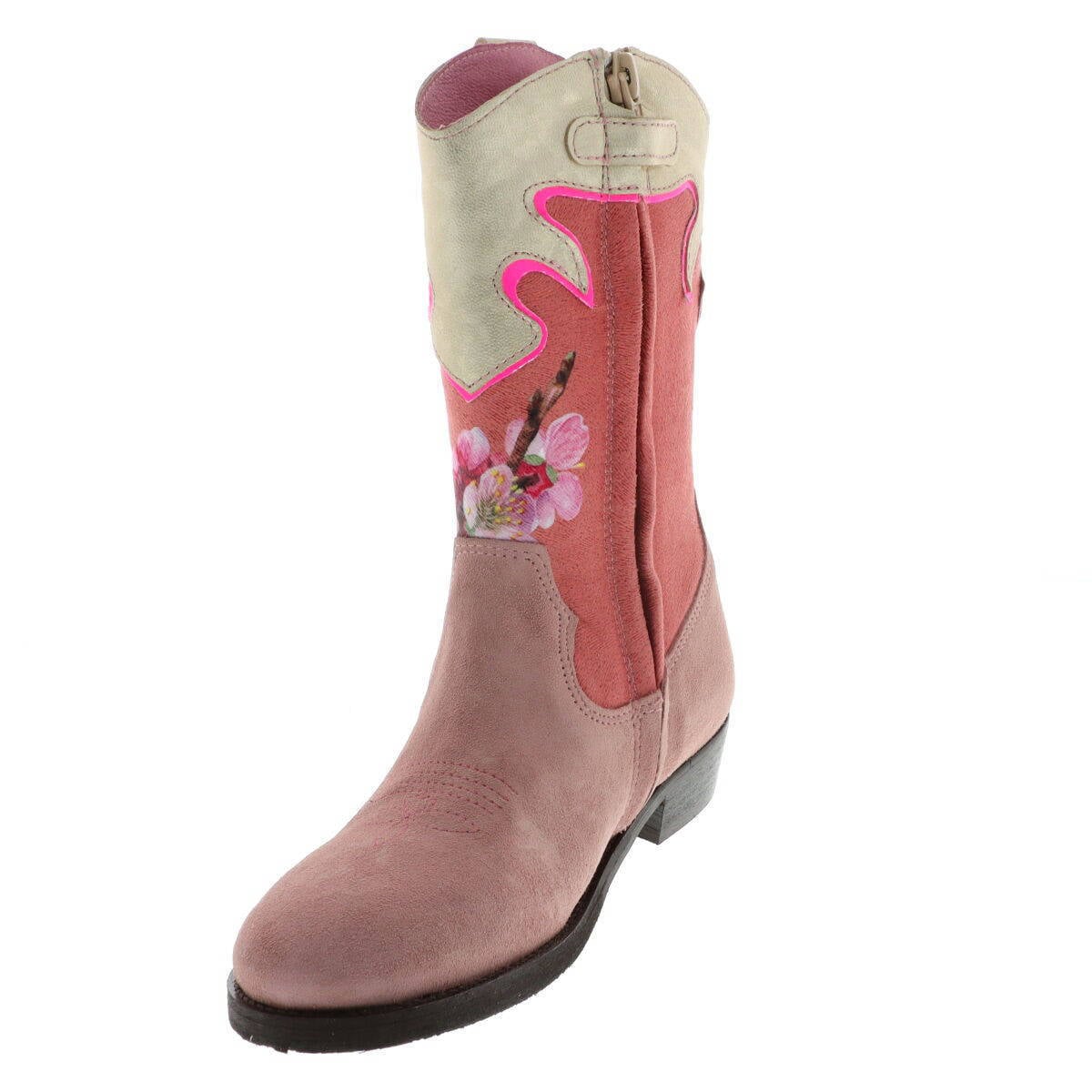 Shoesme WT21W112-C leren cowboylaarzen met dierenprint roze | wehkamp