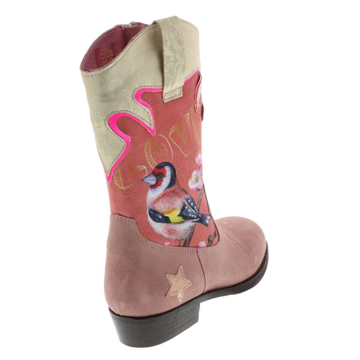 Shoesme WT21W112-C leren cowboylaarzen met dierenprint roze | wehkamp