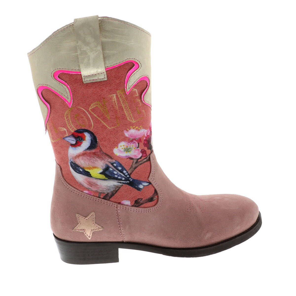 Shoesme WT21W112-C leren cowboylaarzen met dierenprint roze | wehkamp
