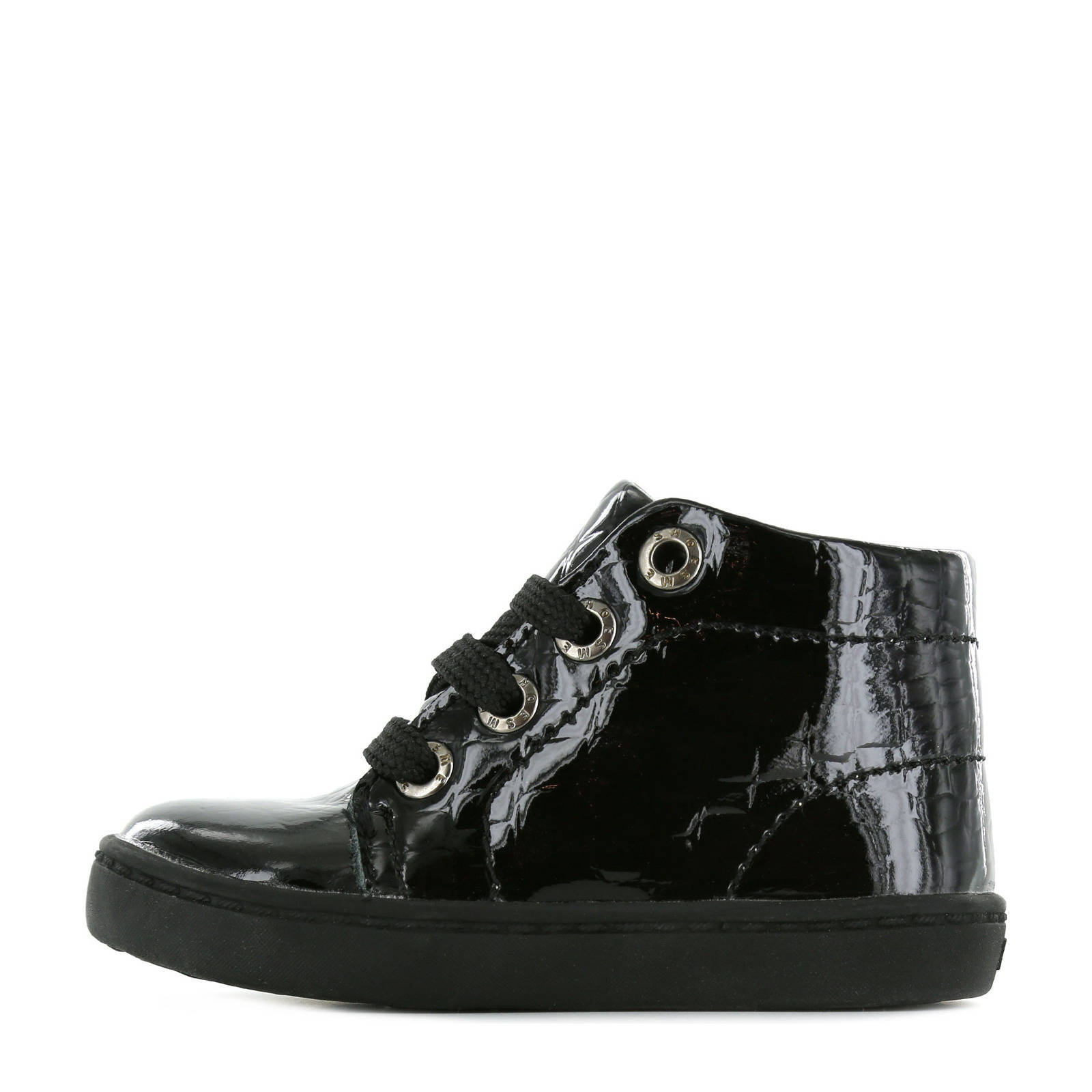 Shoesme Flex FL21W001-L lakleren veterschoenen met crocoprint zwart |  wehkamp
