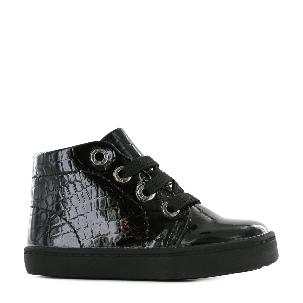 Shoesme Flex FL21W001-L lakleren veterschoenen met crocoprint zwart