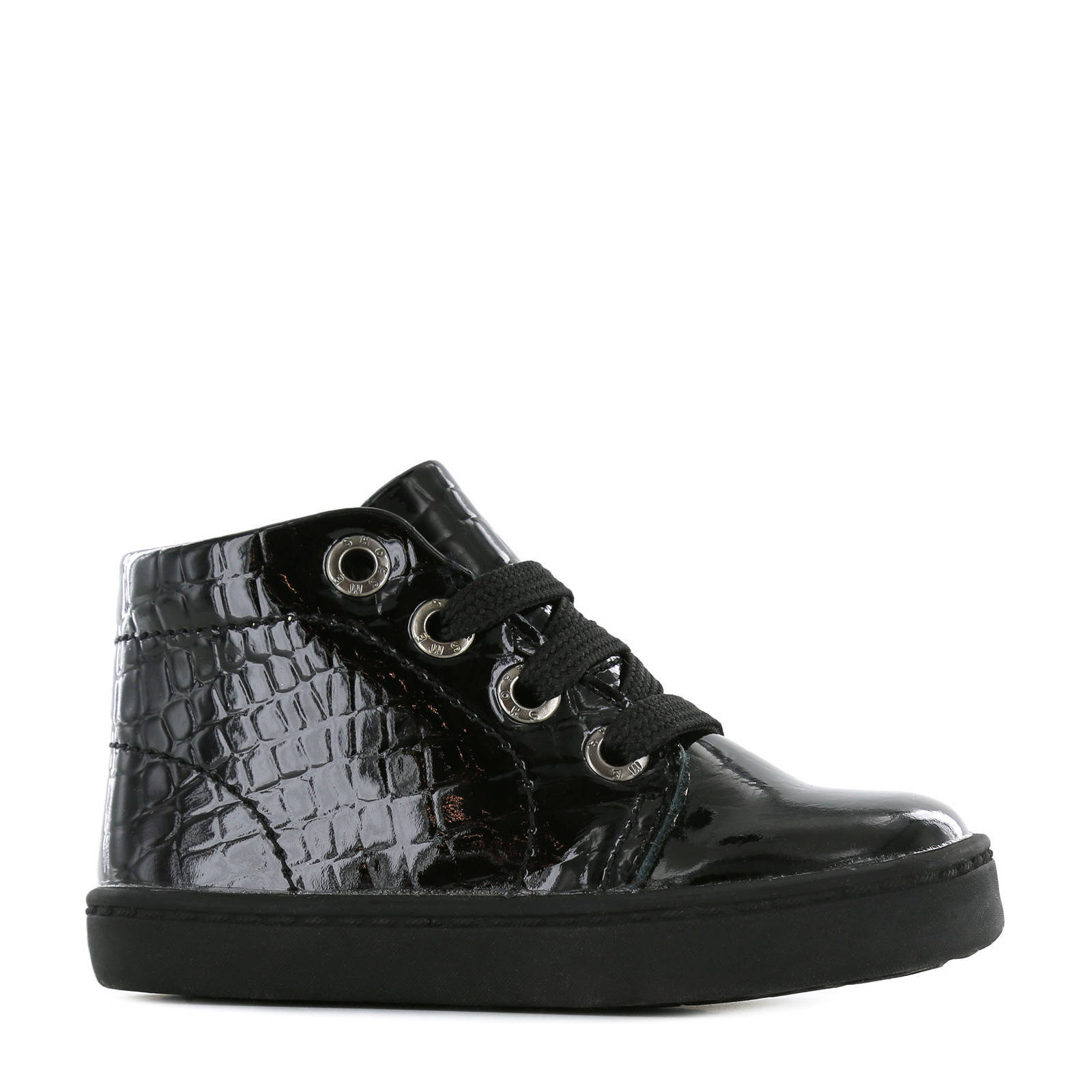 Shoesme Flex FL21W001 L lakleren veterschoenen met crocoprint zwart online kopen