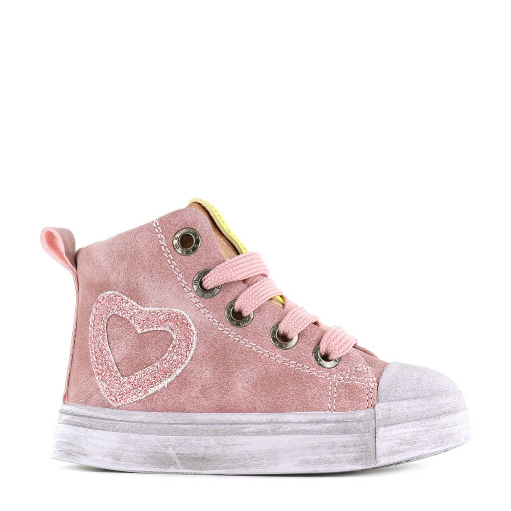 botsen Kiwi Langskomen Shoesme SH21W021-A hoge leren sneakers roze | wehkamp