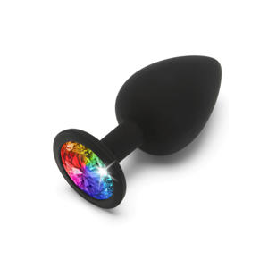 buttplug Rainbow Booty Jewel - Zwart - Large (9 cm)