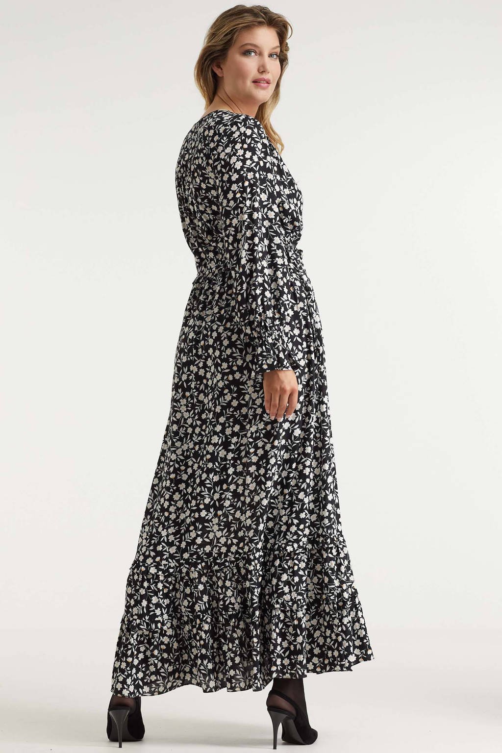 huid partitie Trottoir Miljuschka by Wehkamp maxi jurk met mini bloemenprint zwart/wit | wehkamp