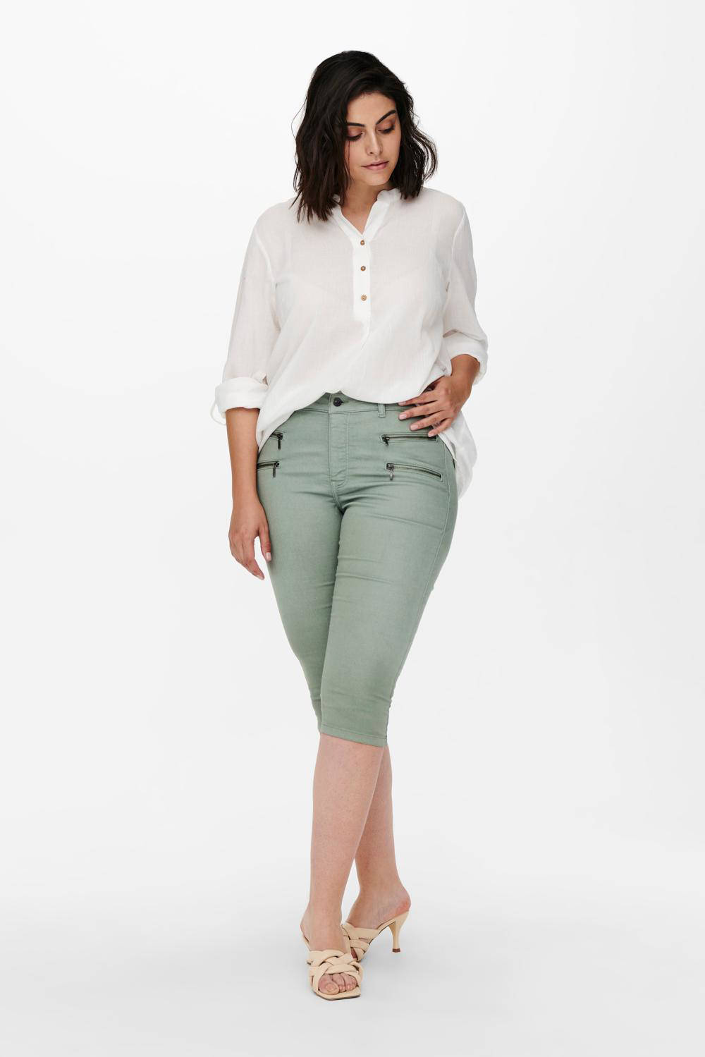 ONLY CARMAKOMA skinny fit capri jeans CARSARAH groen | wehkamp