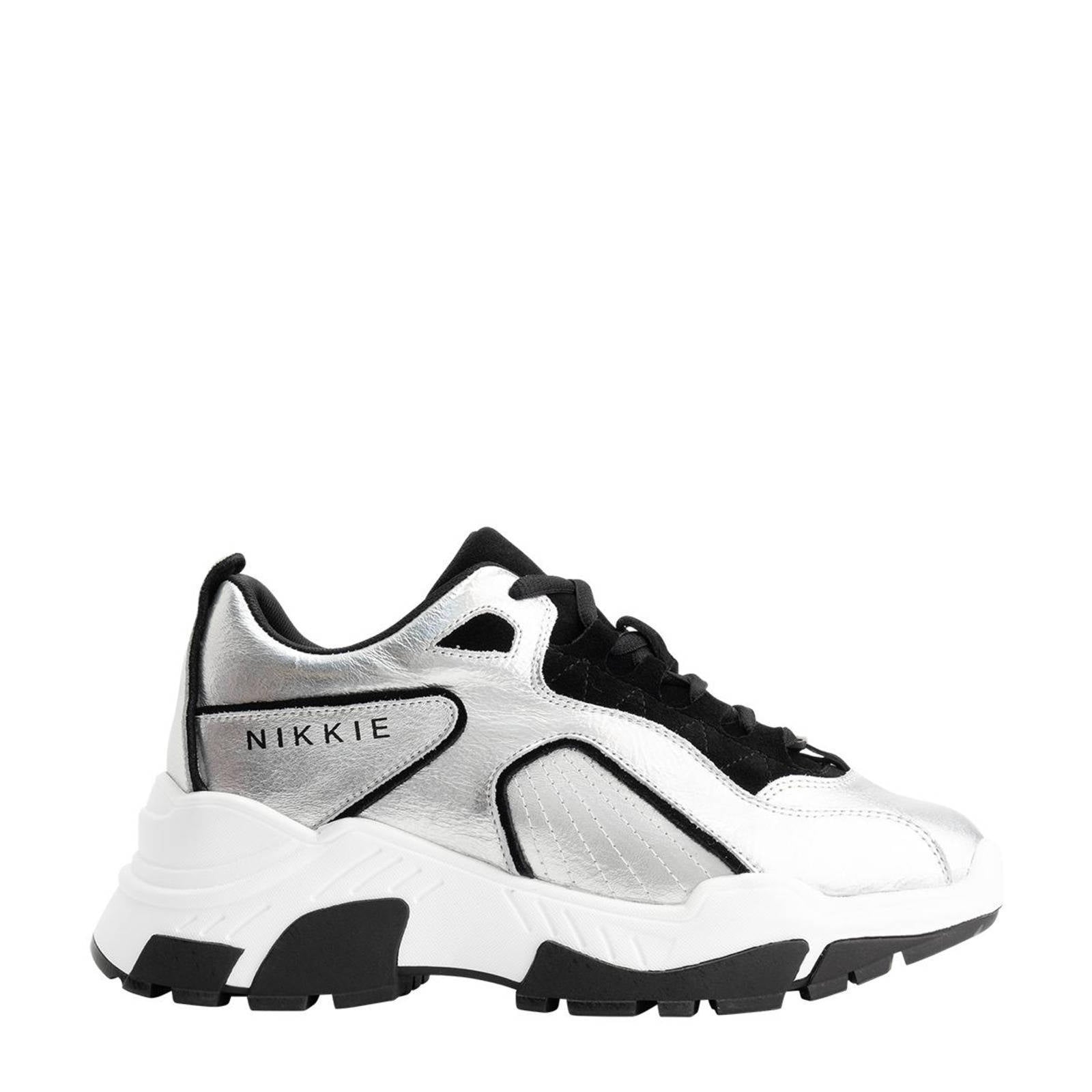 NIKKIE PIA leren sneaker wit/zwart - Schoenen.nl