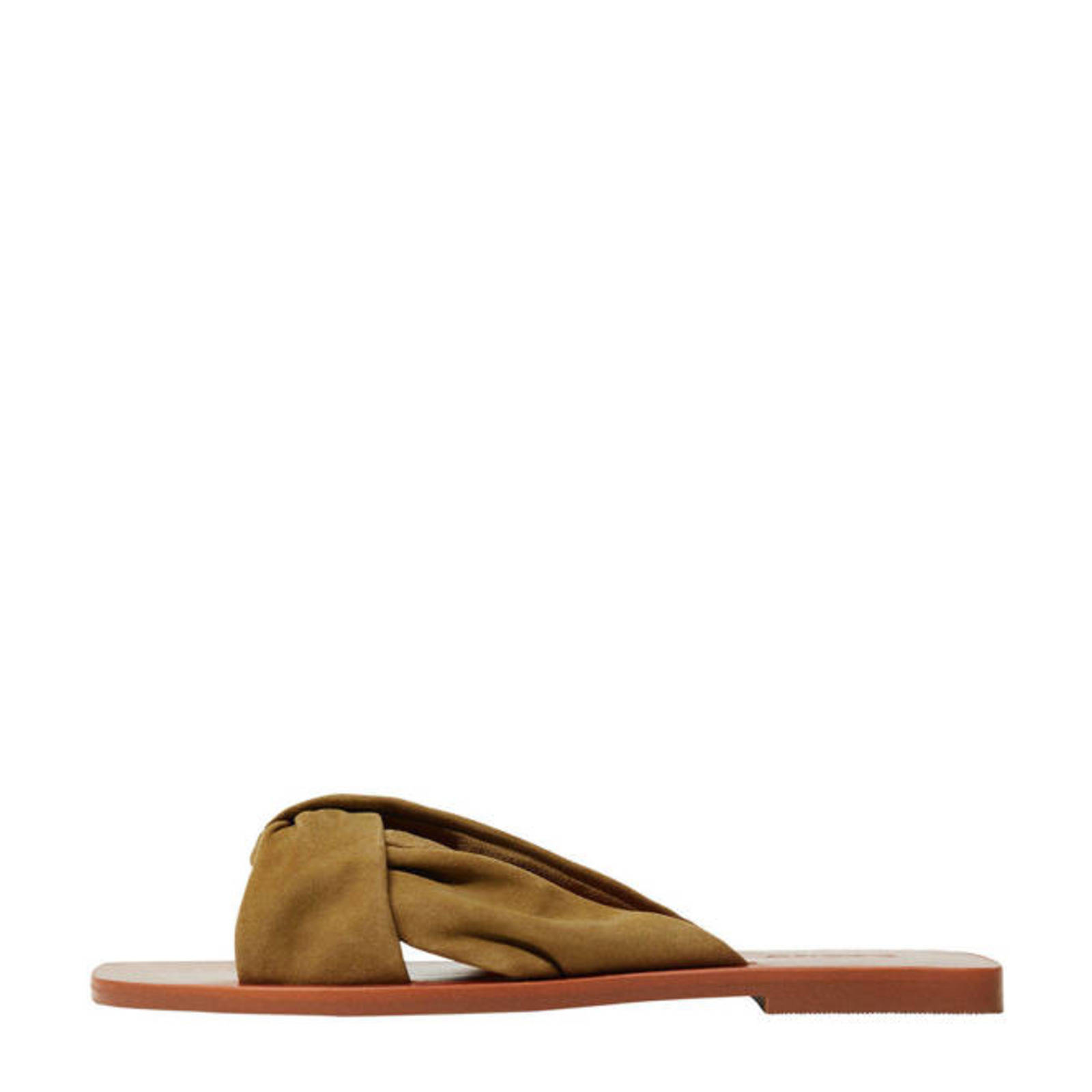 Mango suède slippers kaki | wehkamp