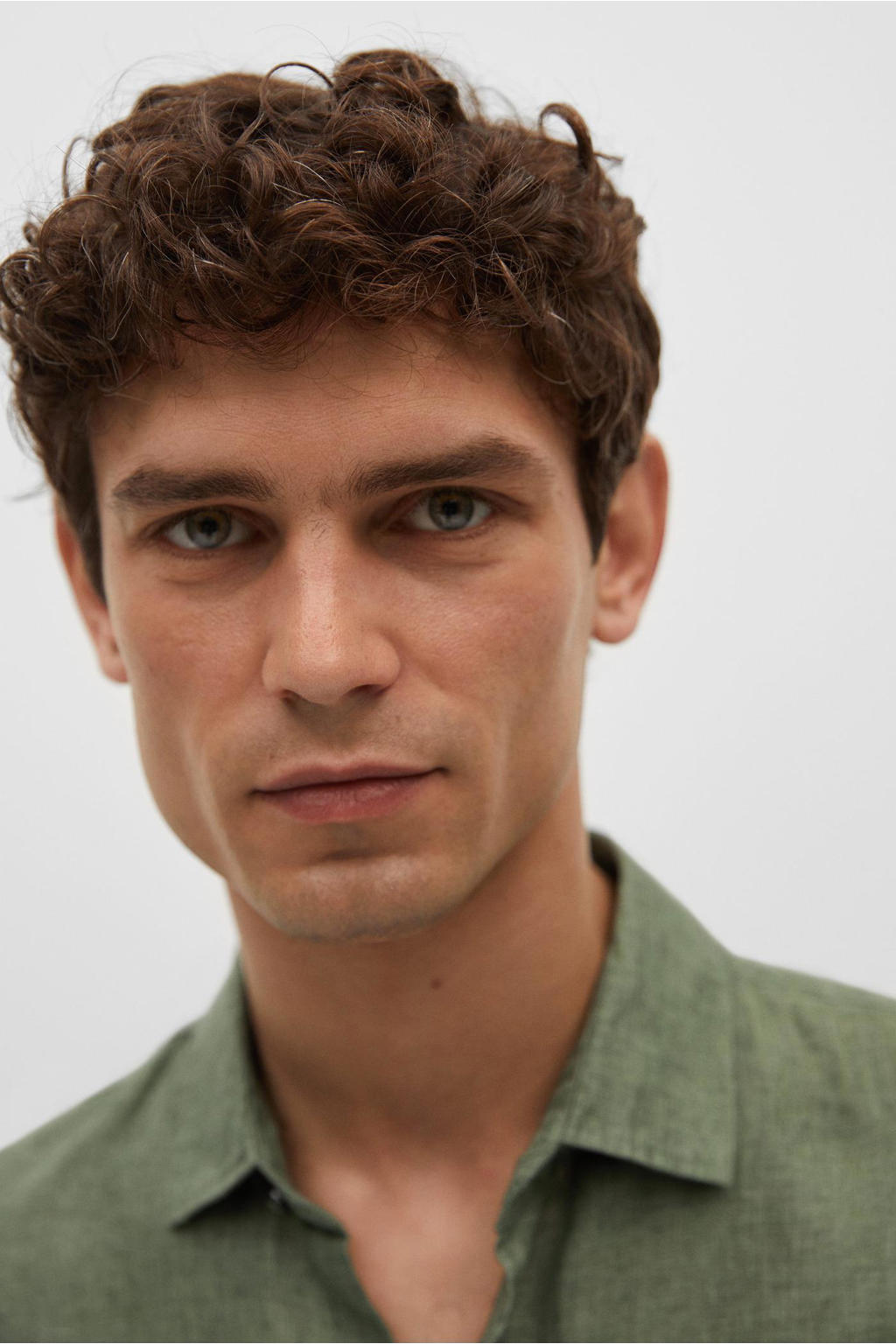 Mango Man regular fit overhemd kaki wehkamp