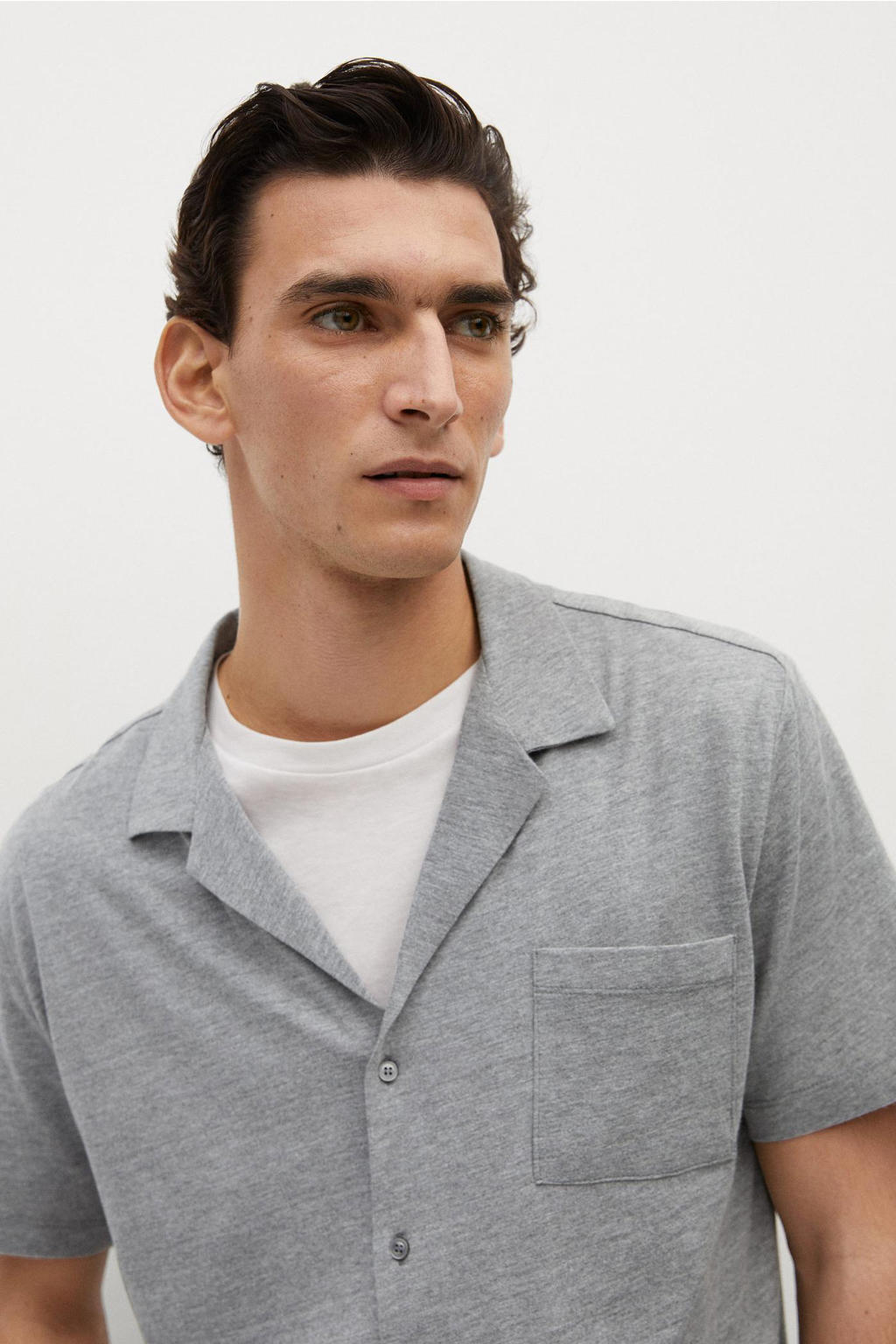 Mango Man regular fit overhemd grijs wehkamp