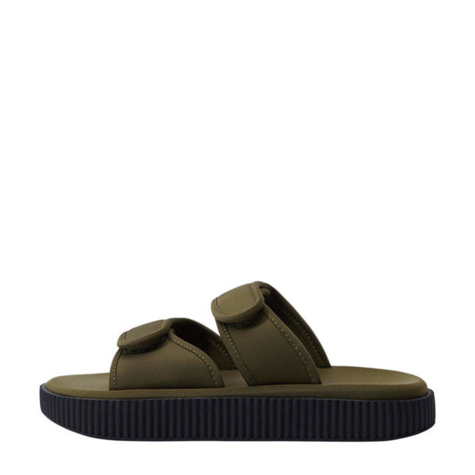 Mango slippers kaki | wehkamp