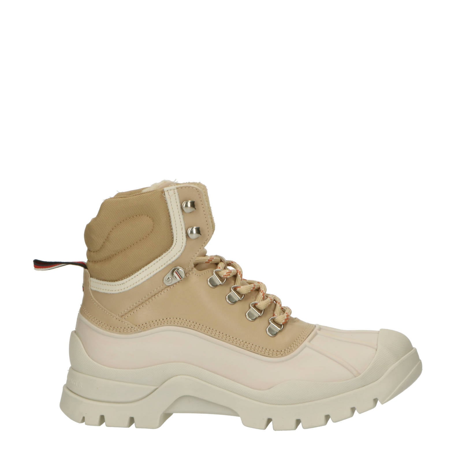 Tommy Hilfiger Darcy leren veterboots beige/off white | wehkamp