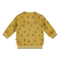 Bruine jongens B.E.S.S baby trui van stretchkatoen met all over print, lange mouwen, ronde hals en drukknoopsluiting
