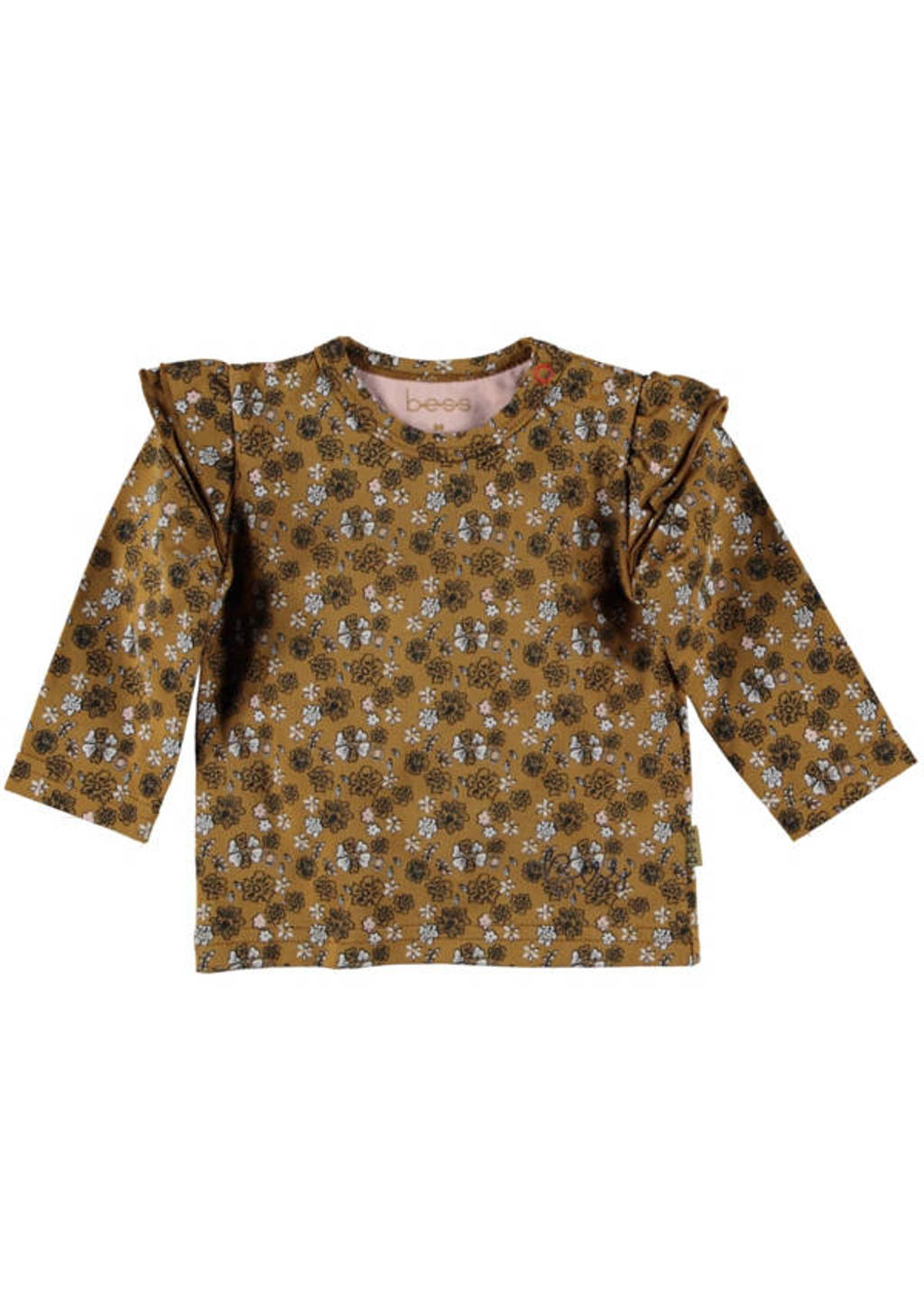 B.E.S.S baby gebloemde longsleeve bruin, Bruin