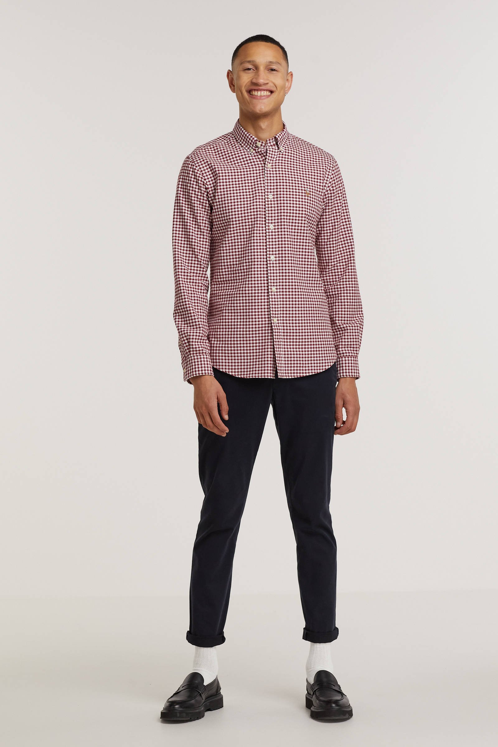 Polo Ralph Lauren Geruite Geborduurde Overhemd Paars Purple Heren