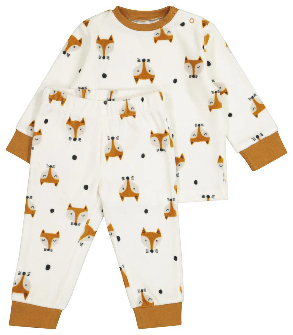 Ananiver Voorman Vegetatie HEMA baby velours pyjama met dierenprint ecru/bruin | wehkamp
