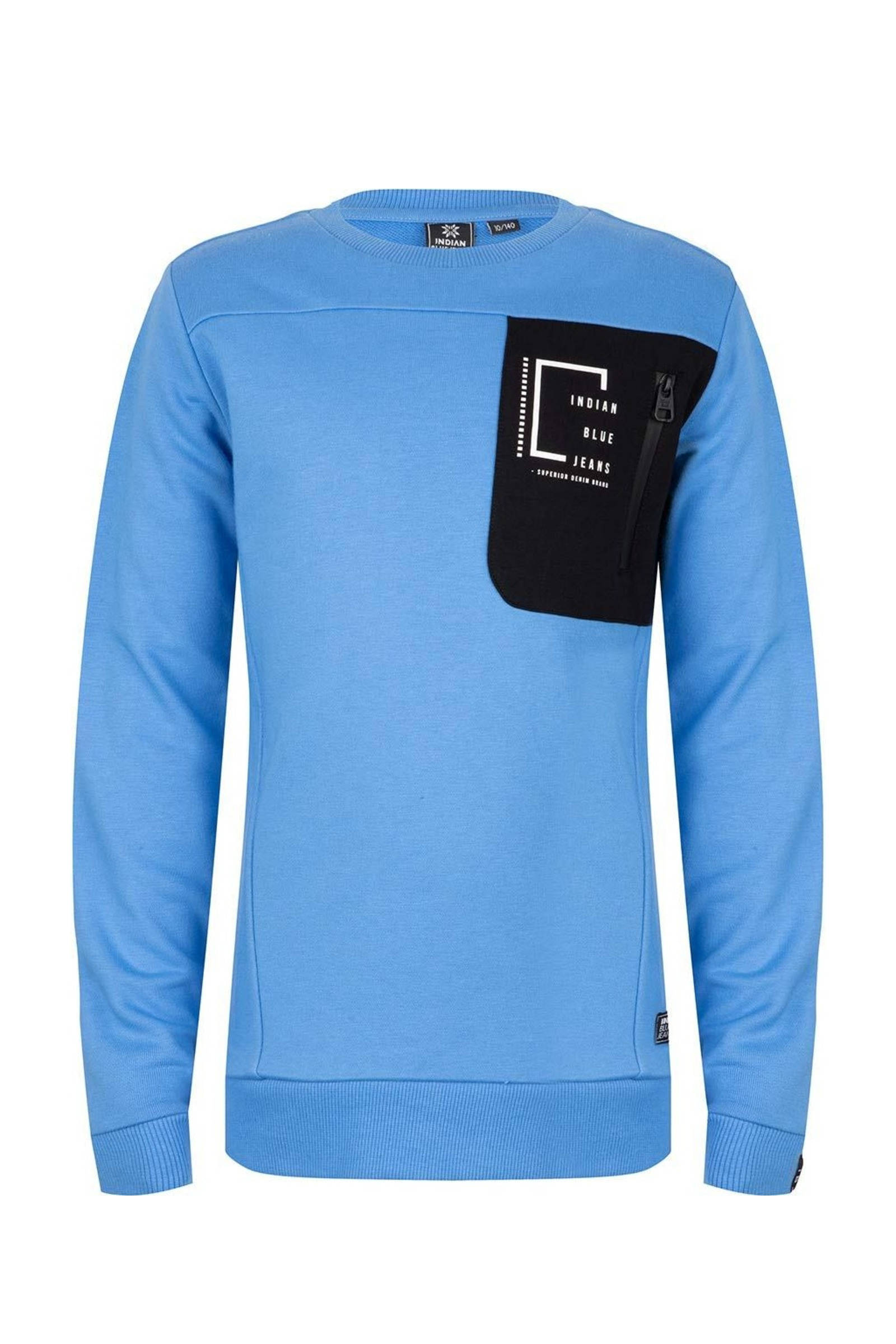 Indian Blue Jeans sweater met printopdruk hemelsblauw/zwart | wehkamp
