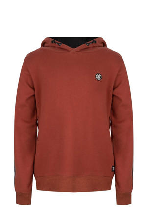 hoodie met contrastbies roodbruin