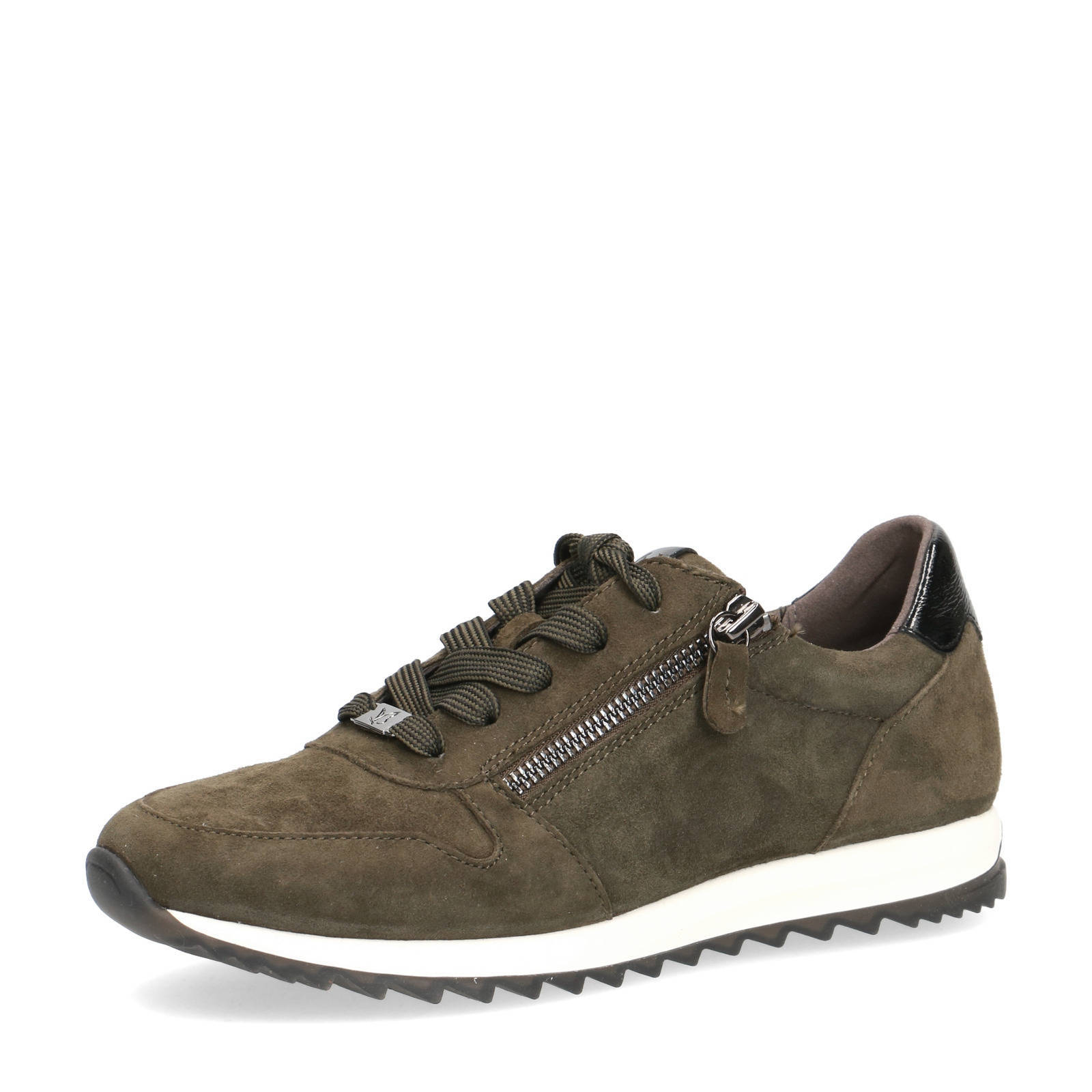 Woden Dames Sneakers Olijfgroen croco vishuid sneaker | Van den Assem