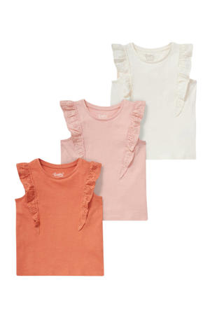 T-shirt - set van 3 roest/roze/ecru