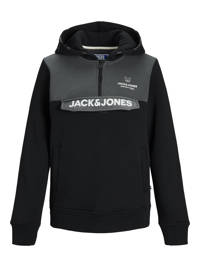 JACK & JONES JUNIOR hoodie JCODOGGO met logo zwart/grijs