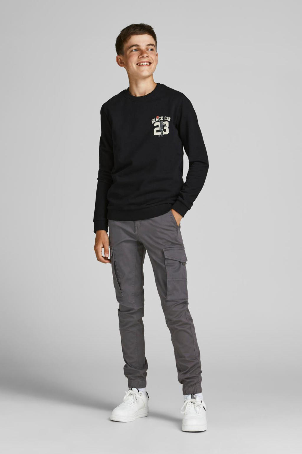 JACK & JONES JUNIOR cargobroek JJIPAUL grijs