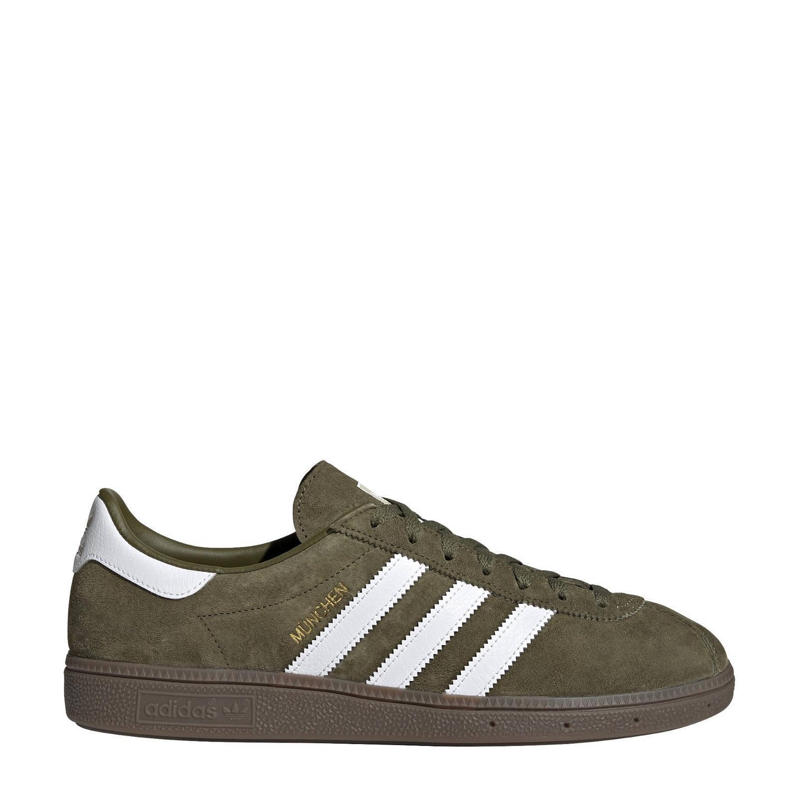 adidas Originals München sneakers olijfgroen/wit/goud | wehkamp