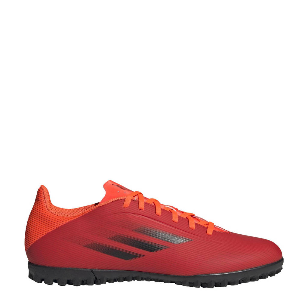 Rood en zwarte heren adidas Performance X Speedflow.4 voetbalschoenen van imitatieleer met veters