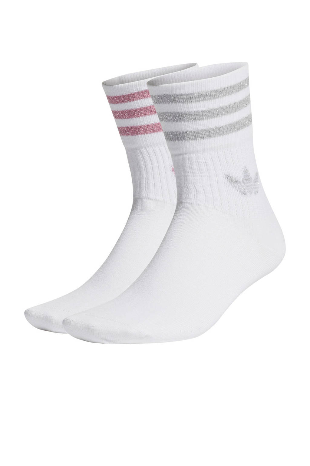 adidas Originals Adicolor sokken - set van 2 wit/grijs/lichtroze, Wit/grijs/lichtroze