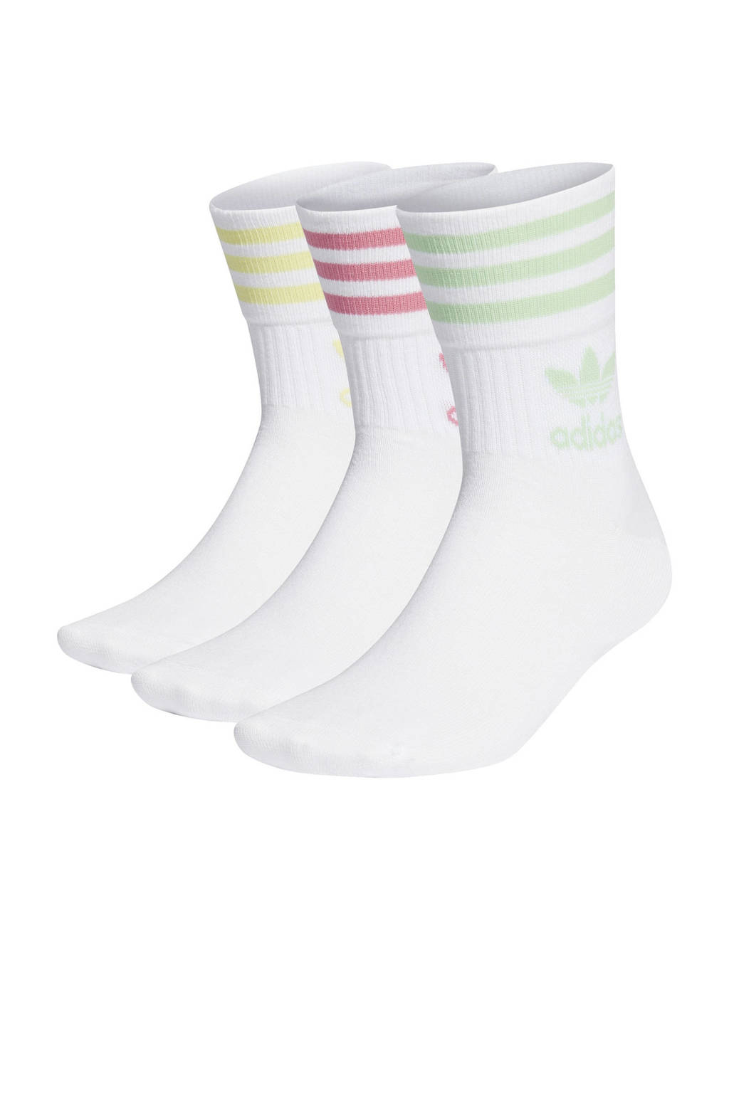 adidas Originals Adicolor sokken - set van 3 wit/lichtroze/mintgroen/geel