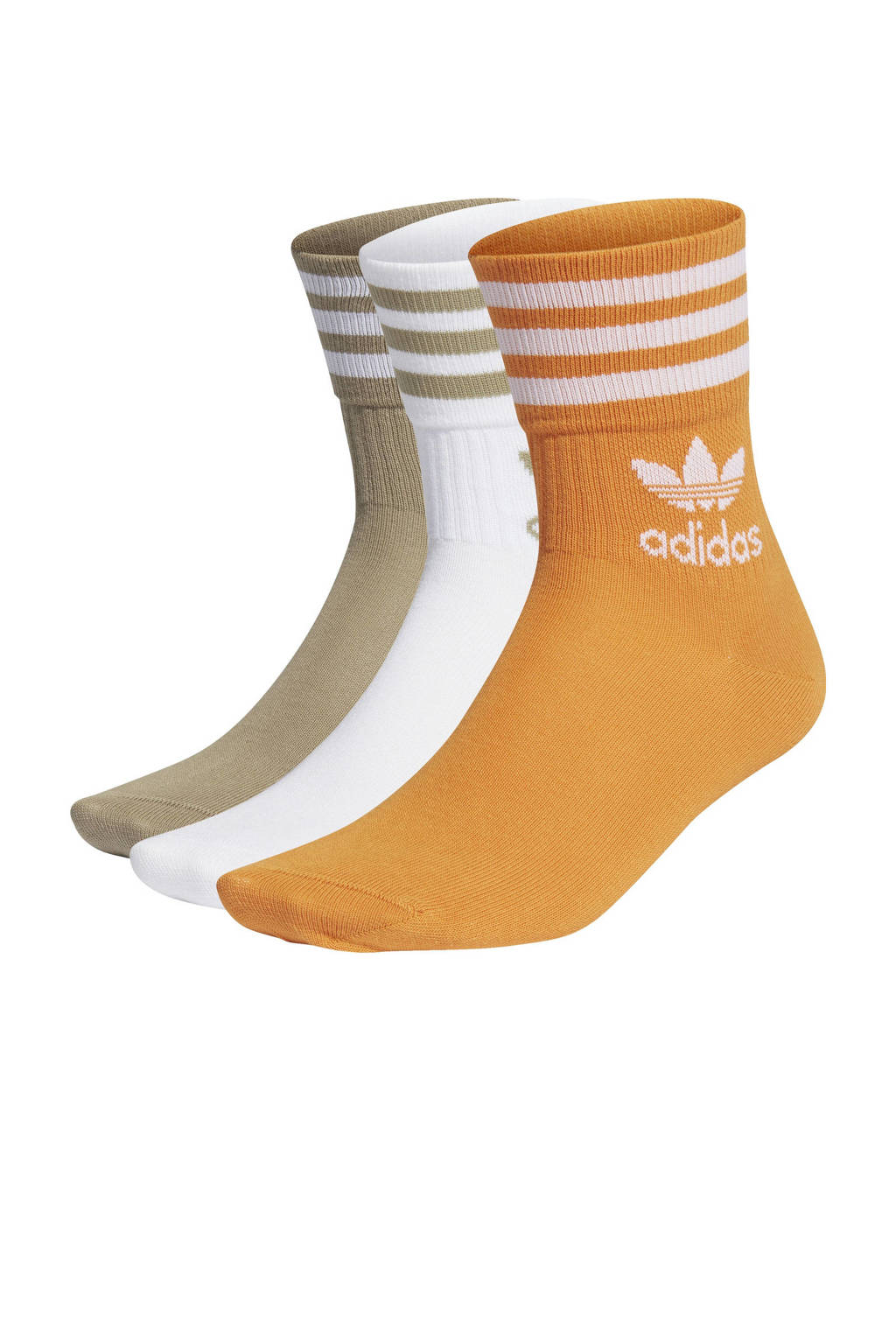 adidas Originals Adicolor sokken - set van 3 wit/oranje/groen, Wit/oranje/groen