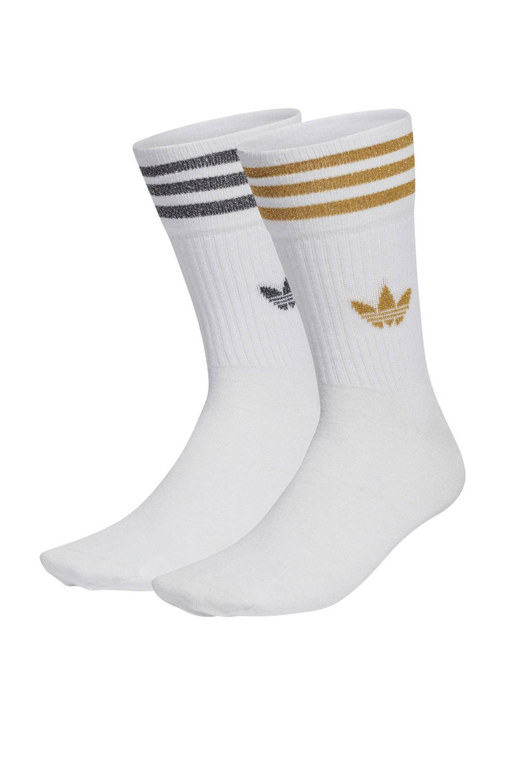 adidas Originals Adicolor sokken - set van 2 wit/zwart/goud, Wit/Zwart/Goud