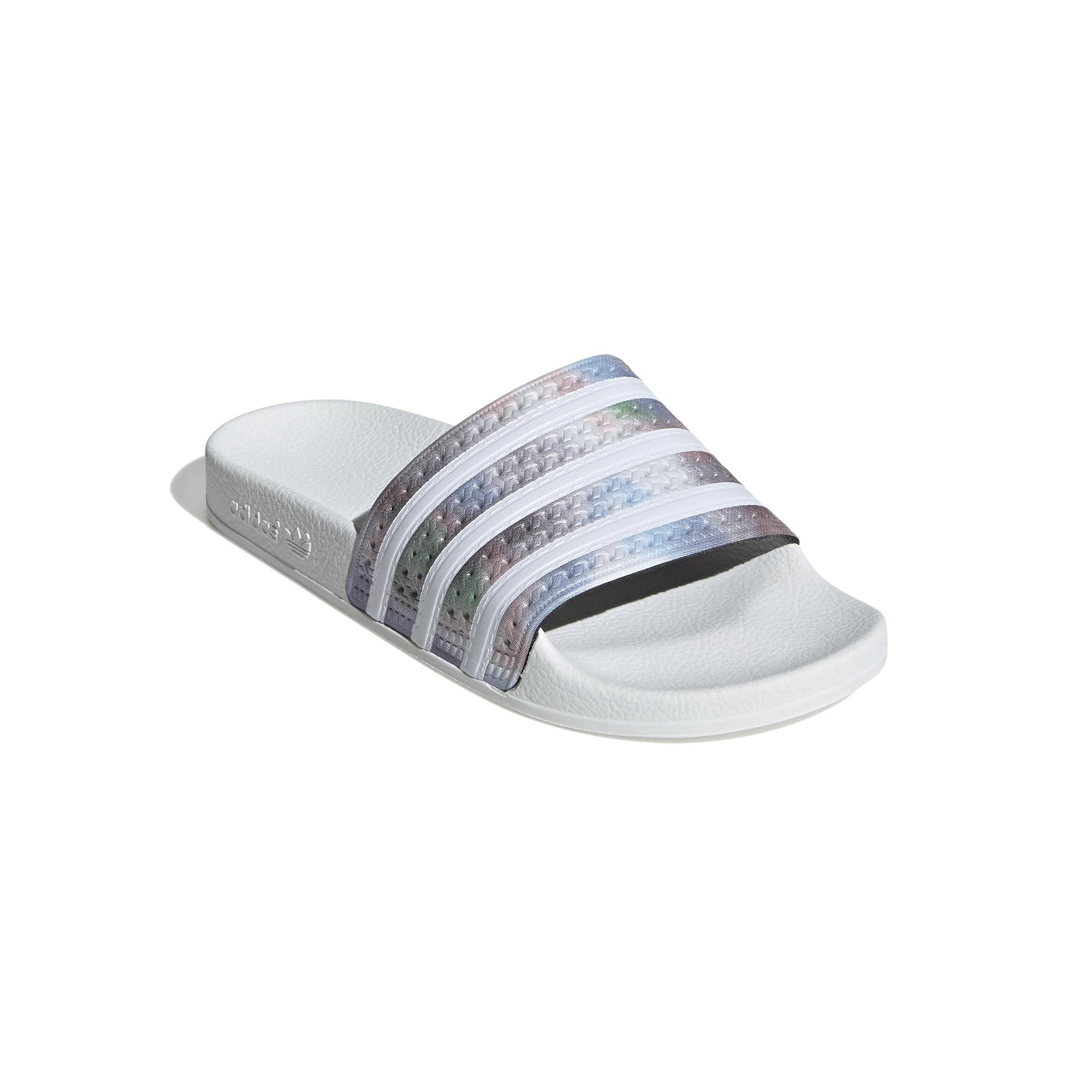 adidas Originals Adilette badslippers wit/metallic zilver | wehkamp