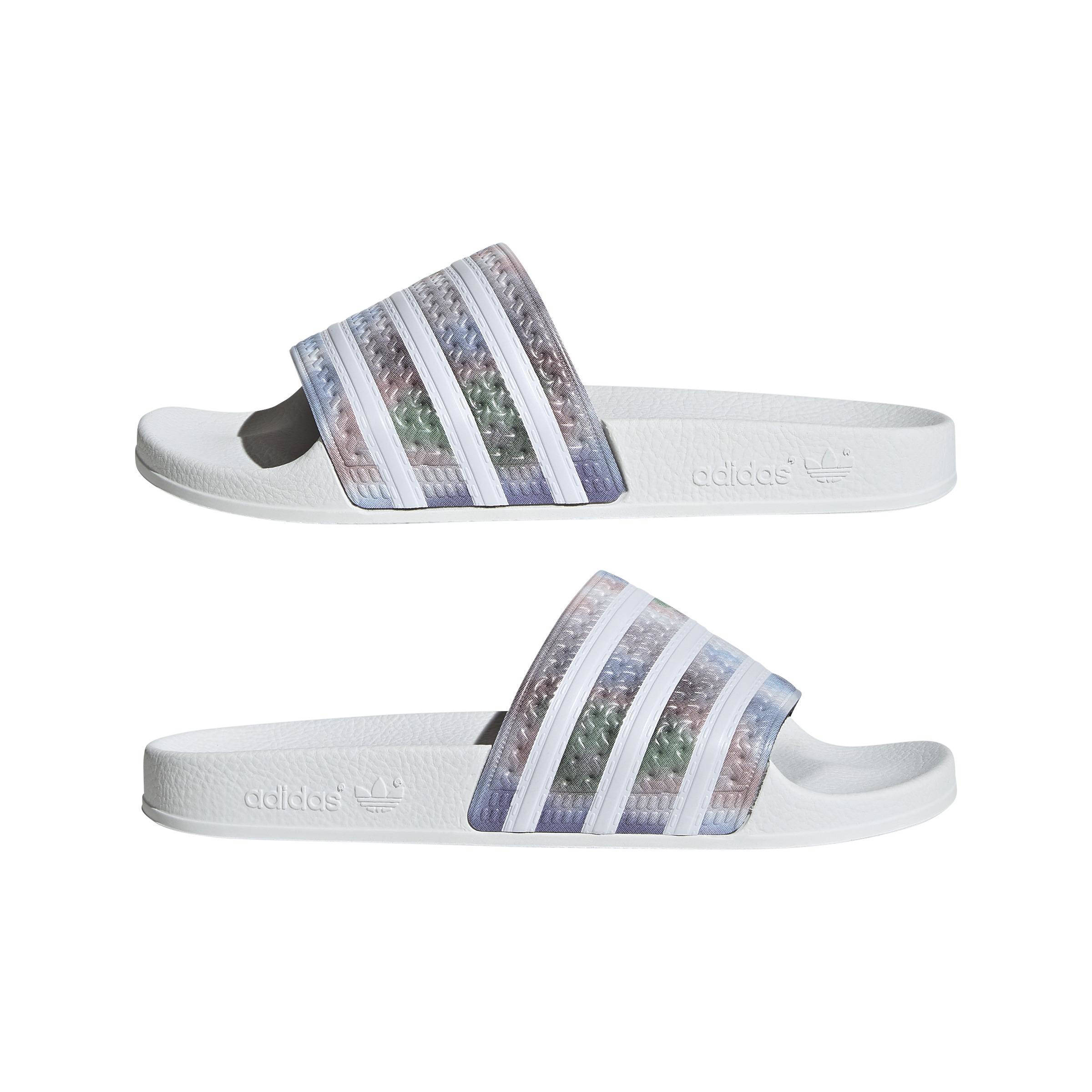 adidas Originals Adilette badslippers wit/metallic zilver | wehkamp