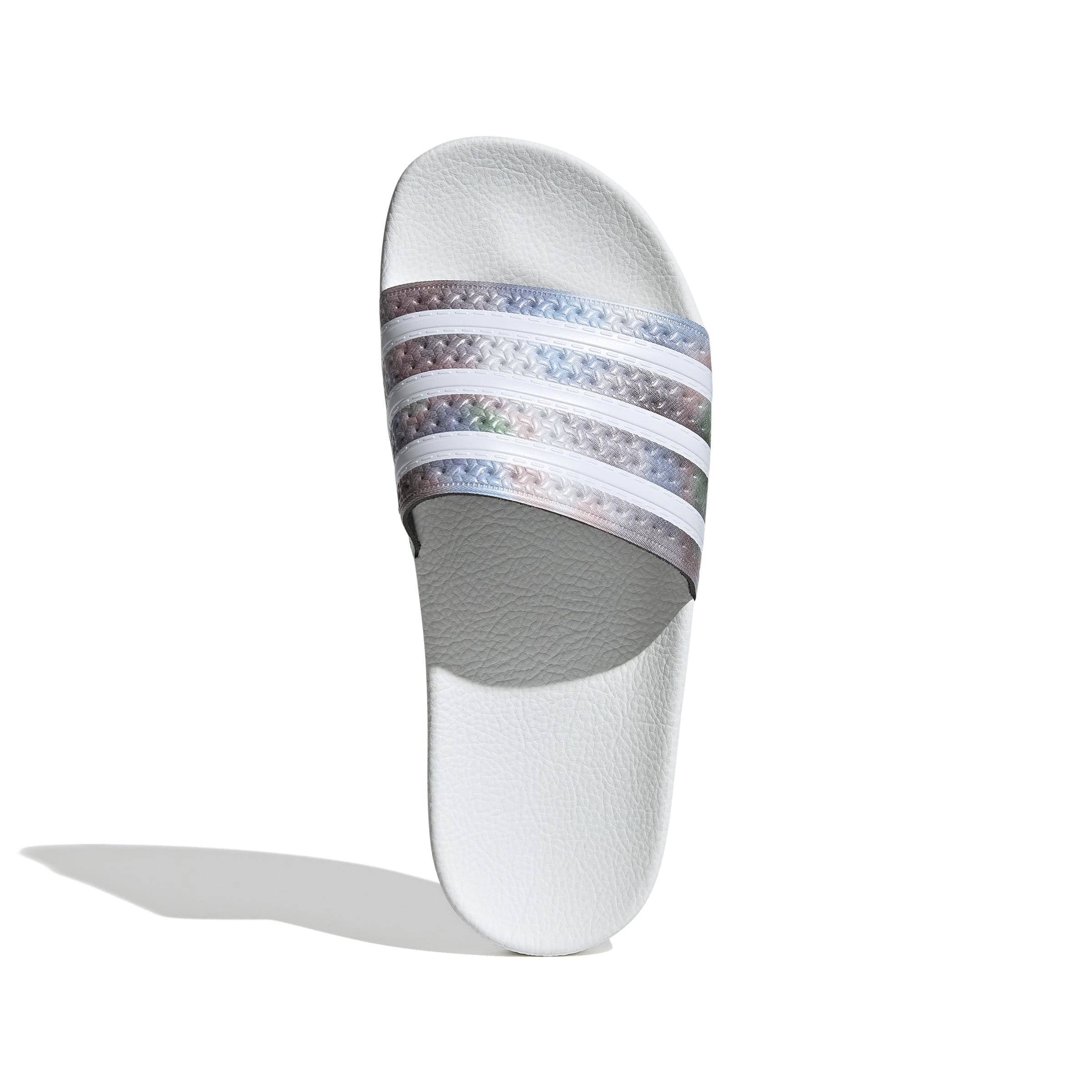 adidas Originals Adilette badslippers wit/metallic zilver | wehkamp